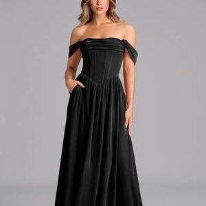 Azazie Strapless Black Gown